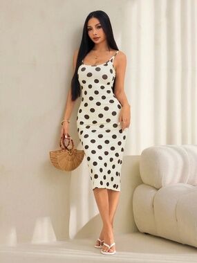 NEW! NEVER WORN! SHEIN Size Small S PETITE Black White Polka Dot lot6634